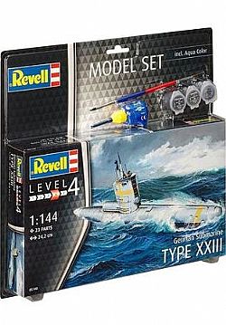 REVELL - Model Set 1:144 - Skill 4, 23pcs, German Submarine XXIII, 65140